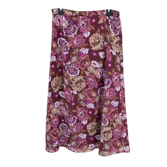 Jaclyn Smith Skirt Women 10 Purple Burgundy Maxi A-Line Floral Fairy Boho Office - Picture 1 of 4